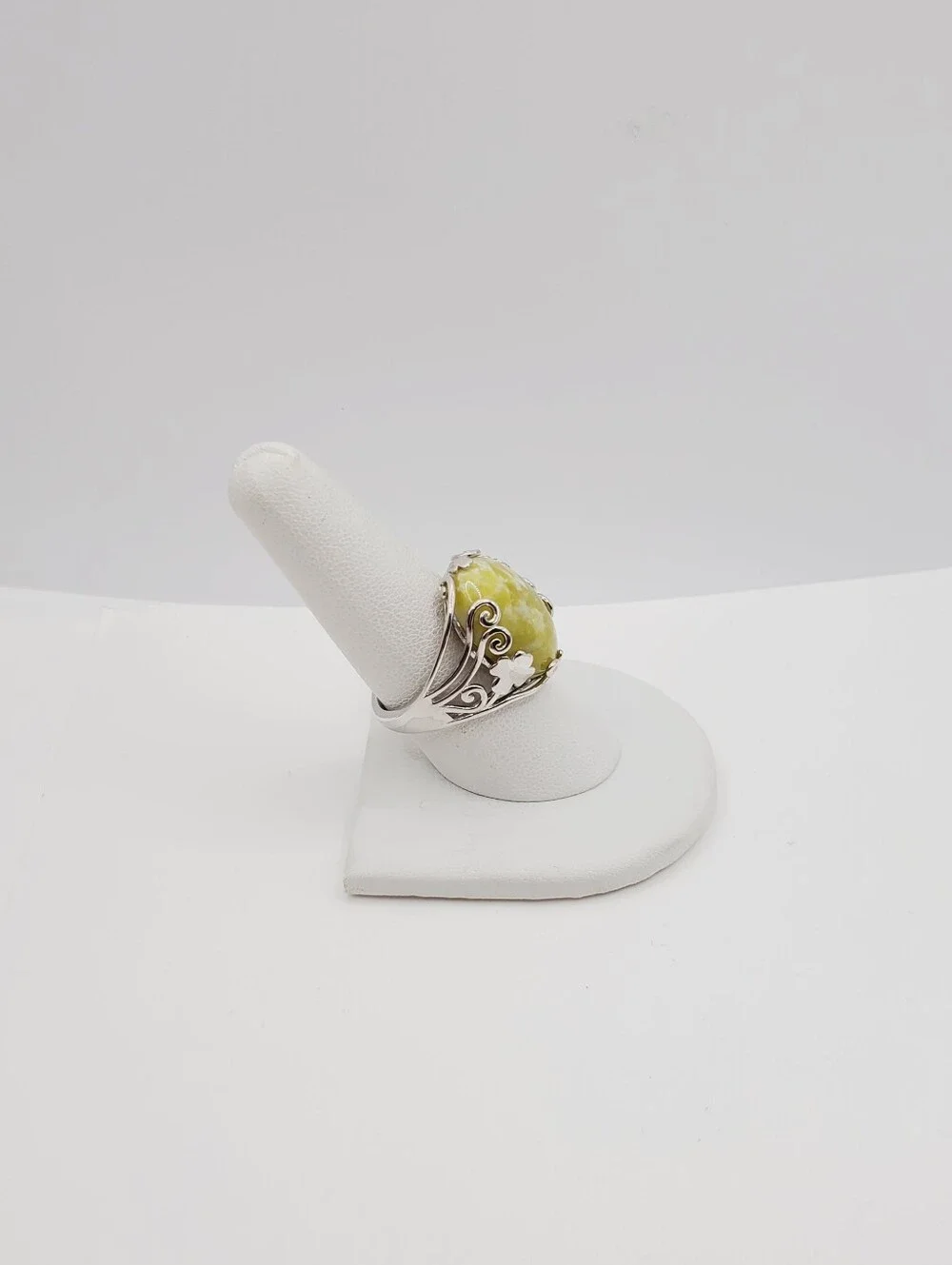 Connemara Marble 925 Sterling Silver 4 Leaf Clover Statement Ring
